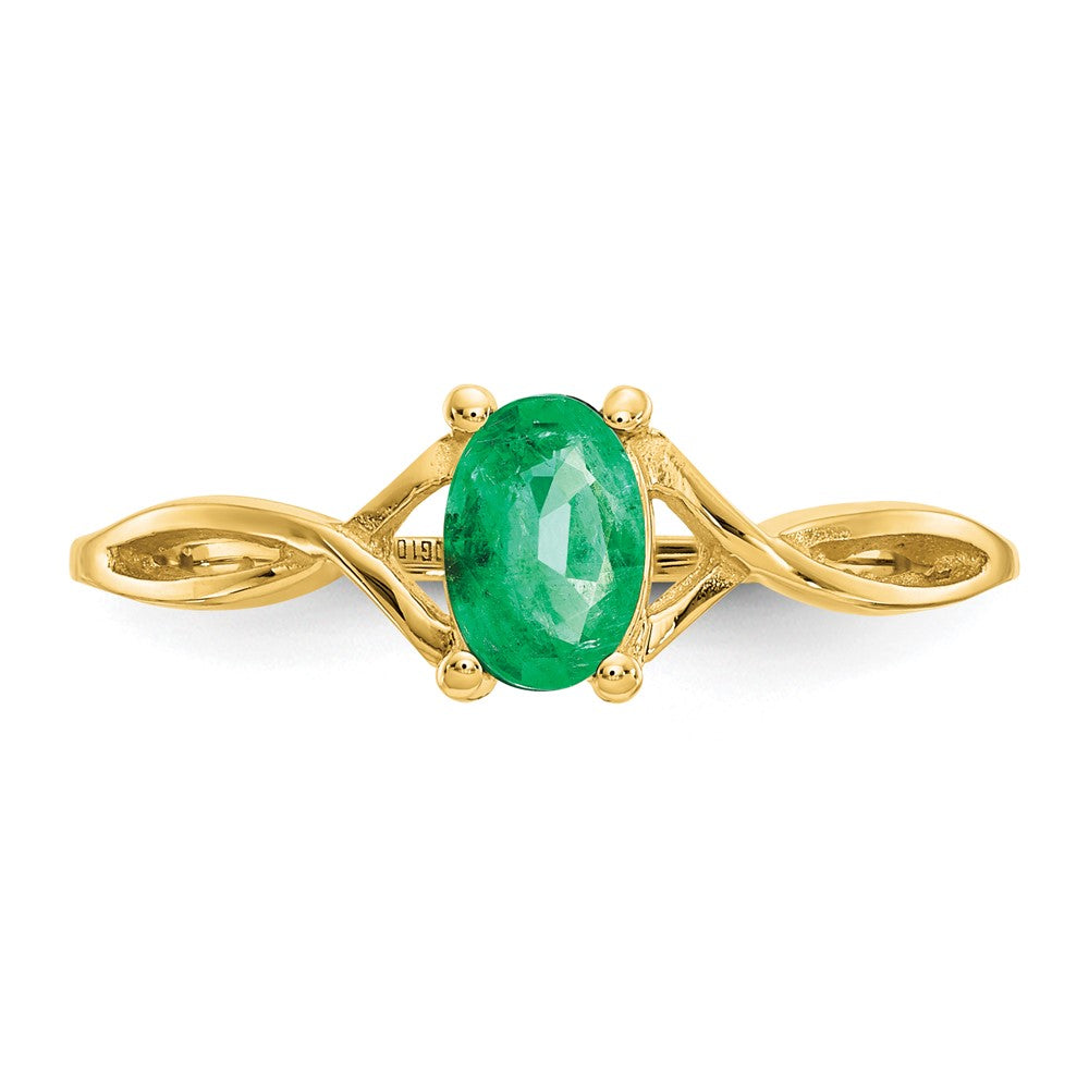 14K Gelbgold Ring mit Smaragd-Geburtsstein