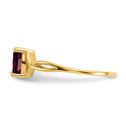Solid 14K Gelbgold Ring mit simuliertem Rhodolith-Granat-Geburtsstein