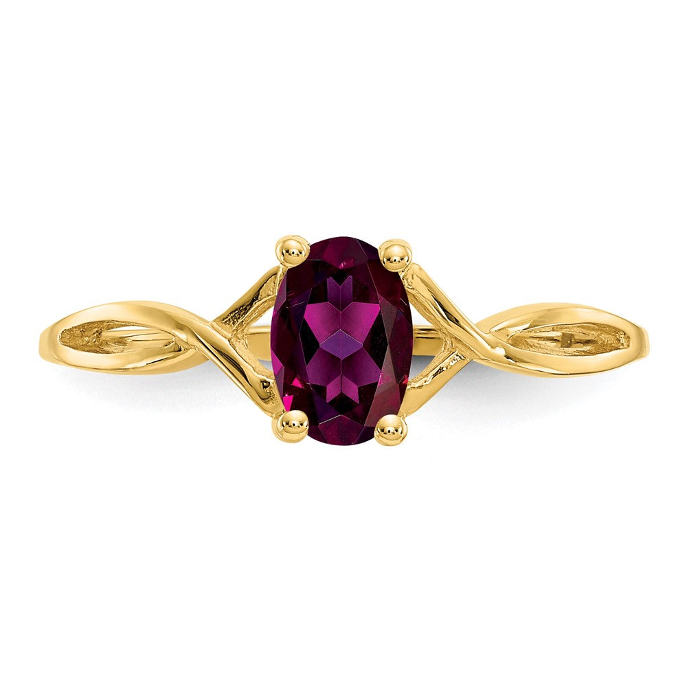 Solid 14K Gelbgold Ring mit simuliertem Rhodolith-Granat-Geburtsstein