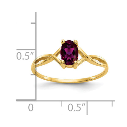 Solid 14K Gelbgold Ring mit simuliertem Rhodolith-Granat-Geburtsstein