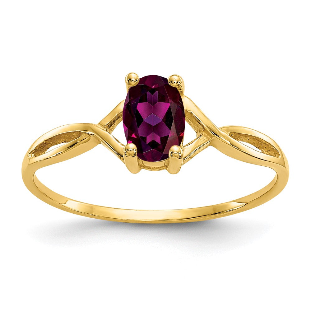 Solid 14K Gelbgold Ring mit simuliertem Rhodolith-Granat-Geburtsstein