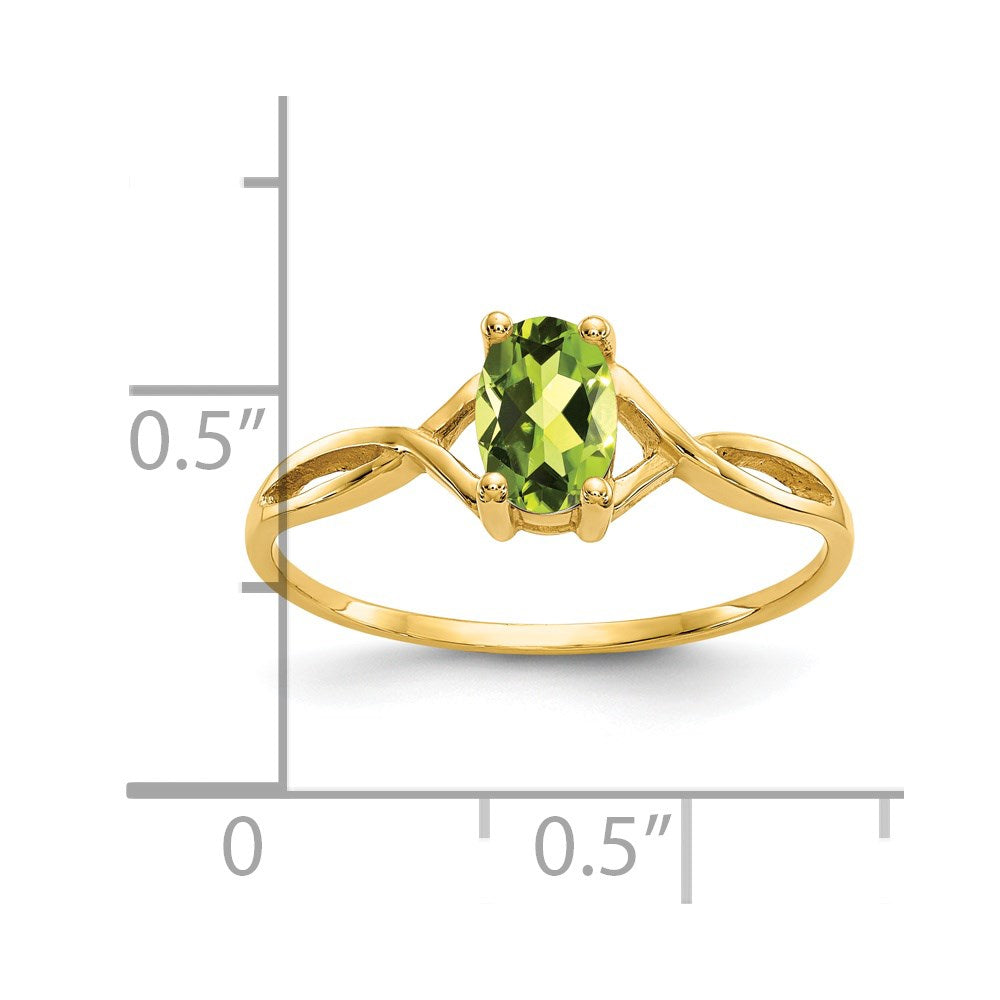 14K Gelbgold Peridot-Geburtsstein-Ring