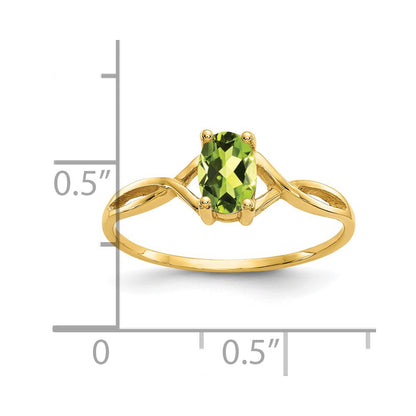 14K Gelbgold Peridot-Geburtsstein-Ring