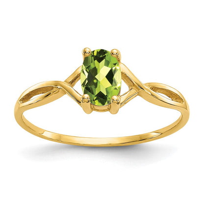 14K Gelbgold Peridot-Geburtsstein-Ring