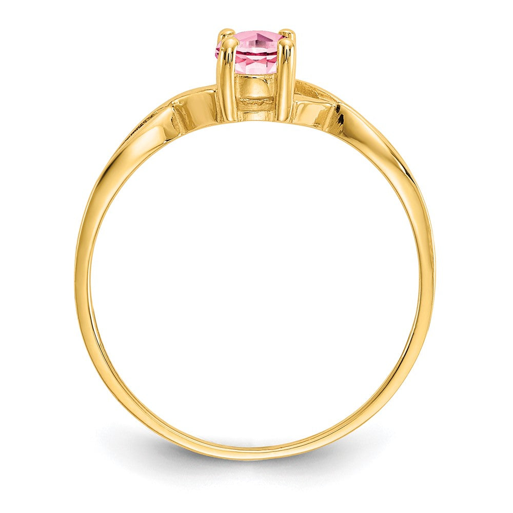 Solid-Ring aus 14K Gelbgold mit simuliertem Rosa-Turmalin-Geburtsstein