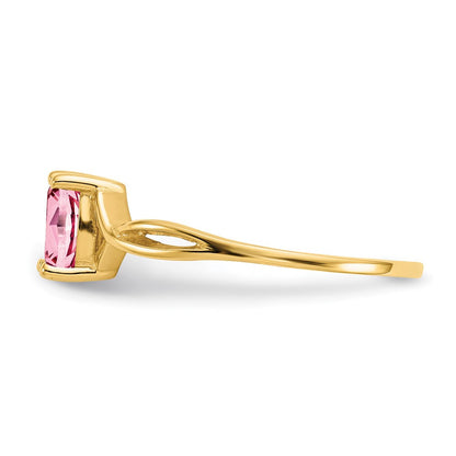 Solid-Ring aus 14K Gelbgold mit simuliertem Rosa-Turmalin-Geburtsstein