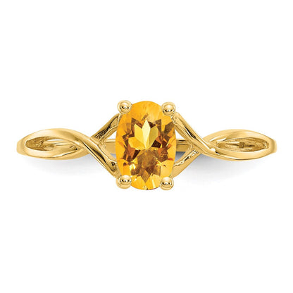14K Gelbgold Citrin-Geburtsstein-Ring