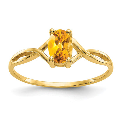 14K Gelbgold Citrin-Geburtsstein-Ring