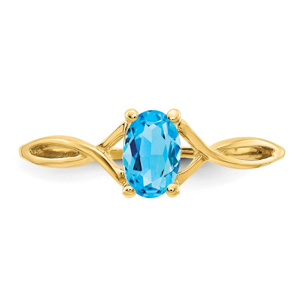 14K Gelbgold Blautopas Geburtsstein-Ring