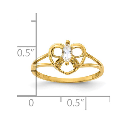 14K Gelbgold Weißtopas Geburtsstein-Ring