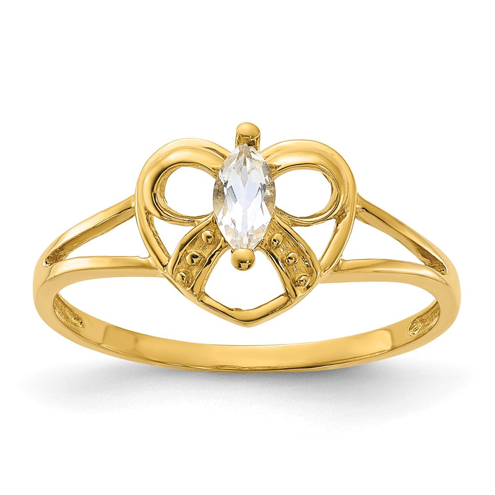 14K Gelbgold Weißtopas Geburtsstein-Ring