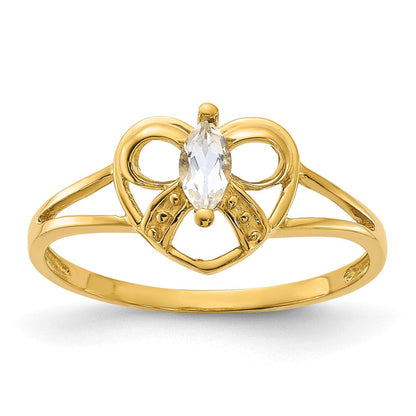 14K Gelbgold Weißtopas Geburtsstein-Ring