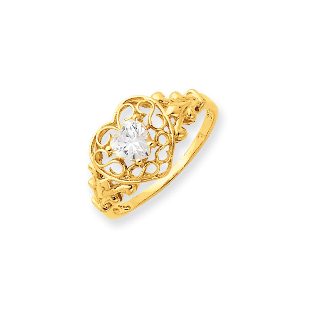 14K Gelbgold Ring mit weißem Topas-Geburtsstein
