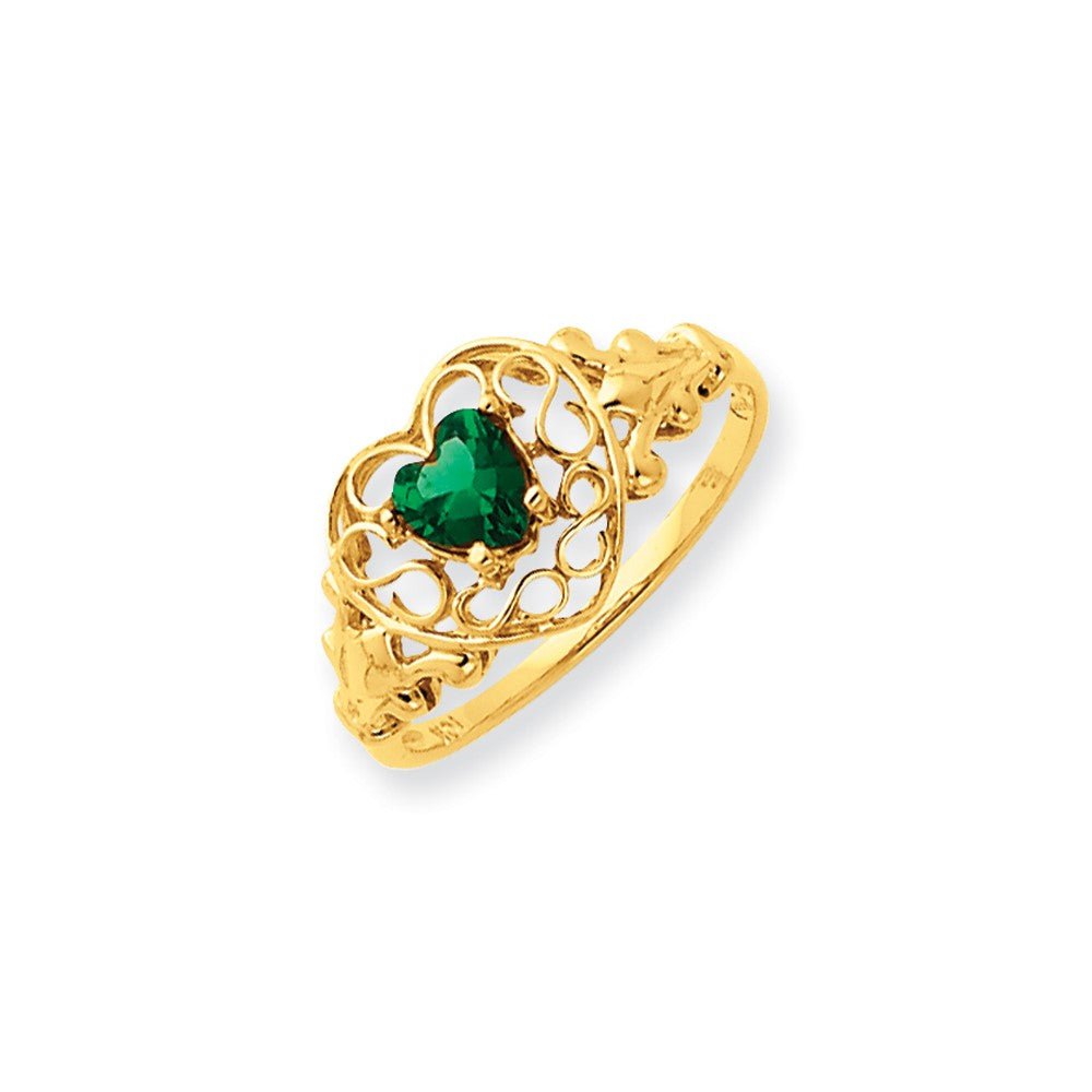 14K Gelbgold Ring mit Smaragd-Geburtsstein