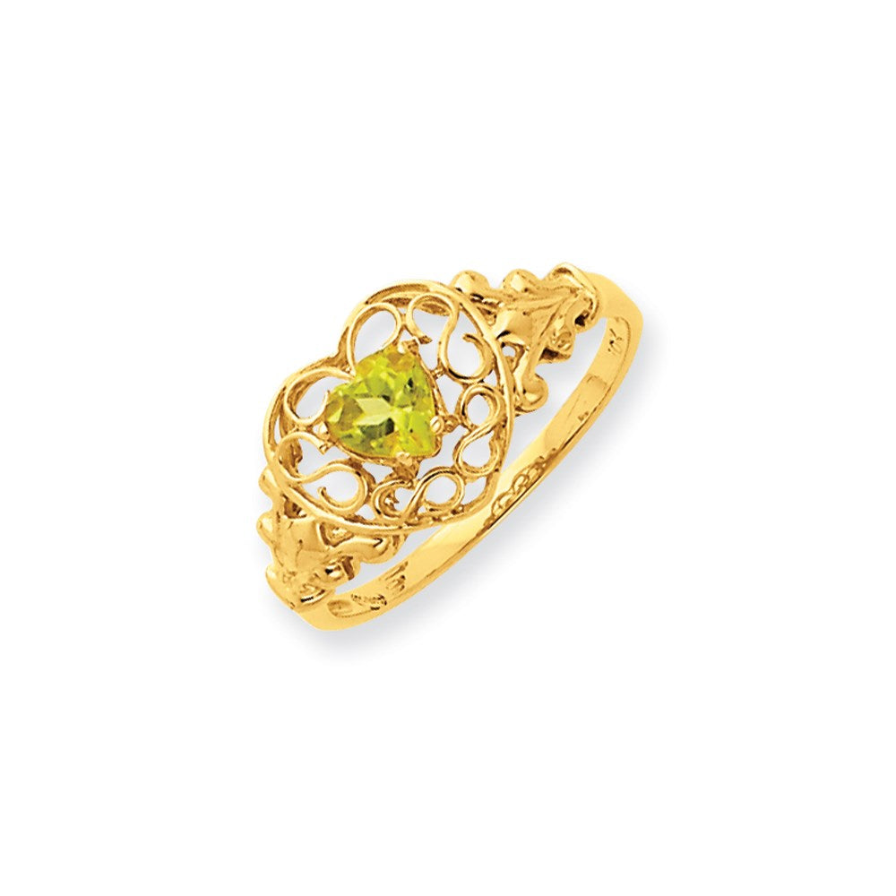 14K Gelbgold Ring mit Peridot-Geburtsstein