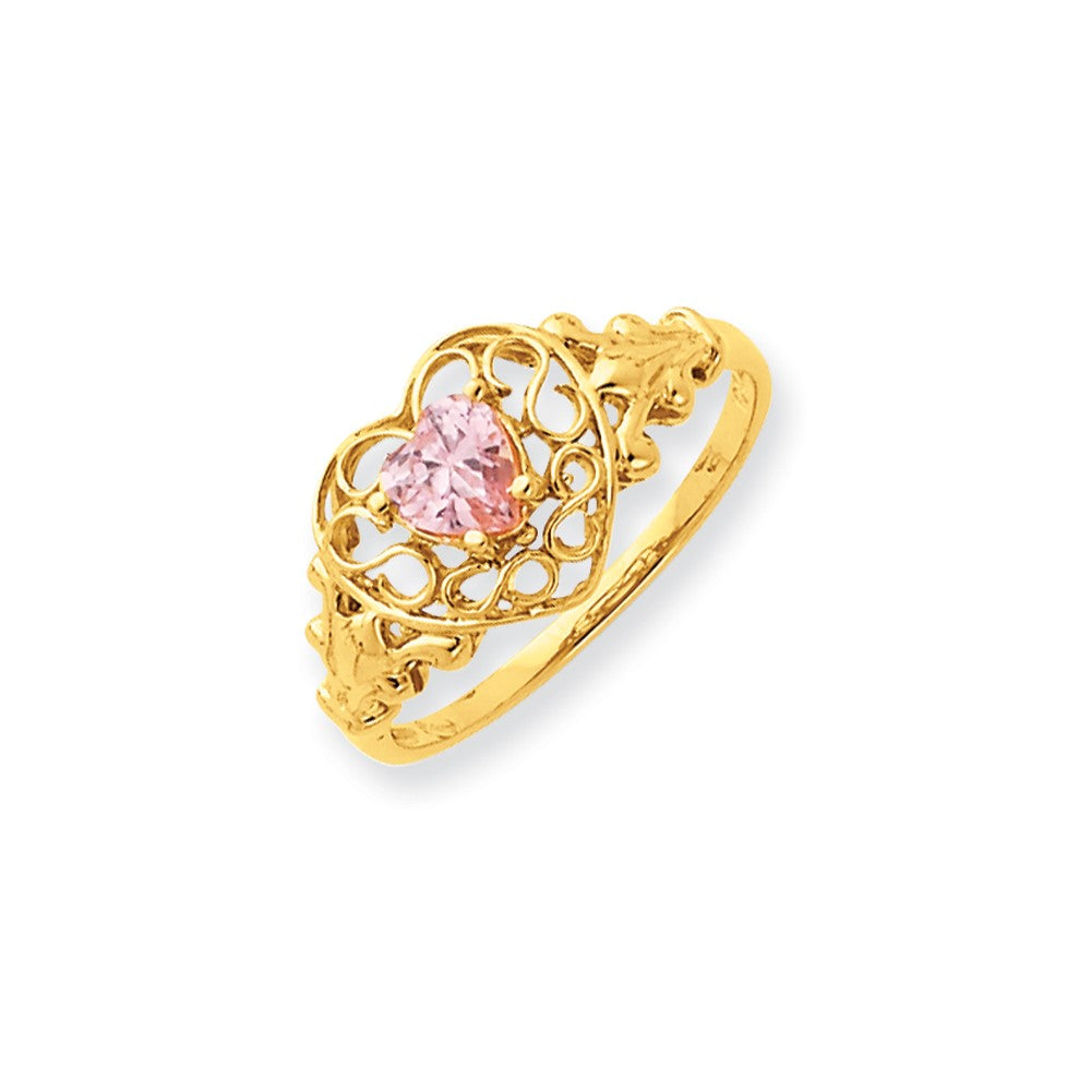 14K Gelbgold Ring mit rosa Turmalin-Geburtsstein