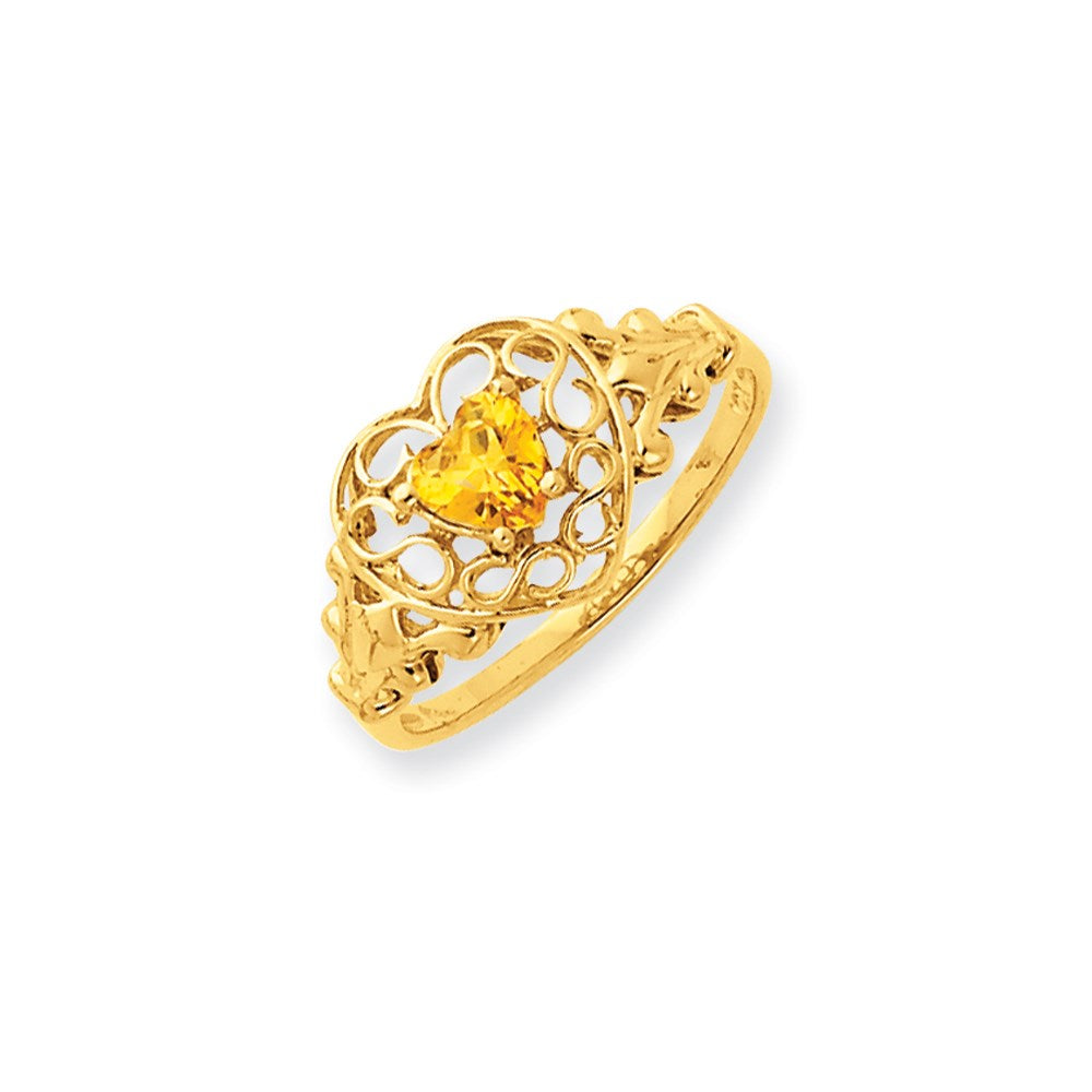 14K Gelbgold Citrin-Geburtsstein-Ring
