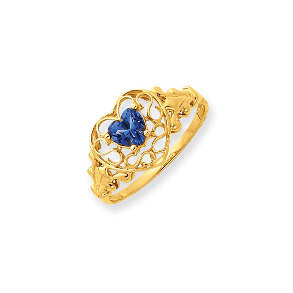 14K Gelbgold Blautopas Geburtsstein-Ring