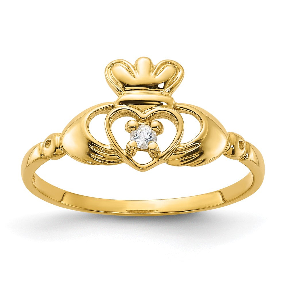 14K Gelbgold Ring mit Weißem Topas-Geburtsstein
