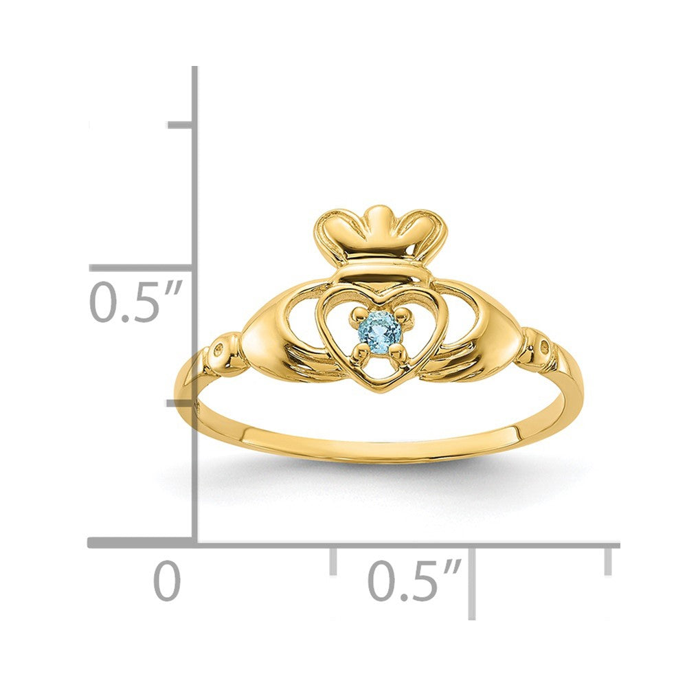 14K Gelbgold Blautopas-Geburtsstein-Ring