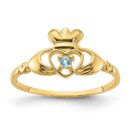 14K Gelbgold Blautopas-Geburtsstein-Ring