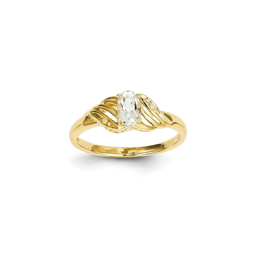 14K Gelbgold Weißtopas-Diamant-Ring