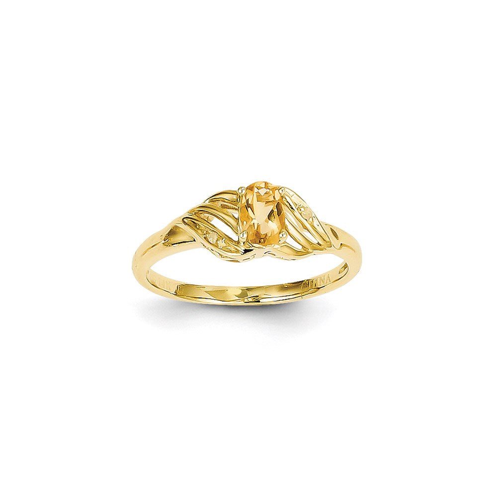 14K Gelbgold Citrin-Diamant-Ring