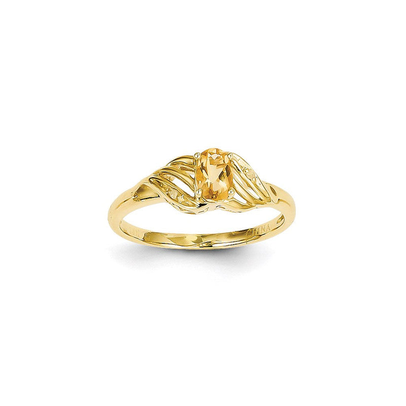 14K Gelbgold Citrin-Diamant-Ring