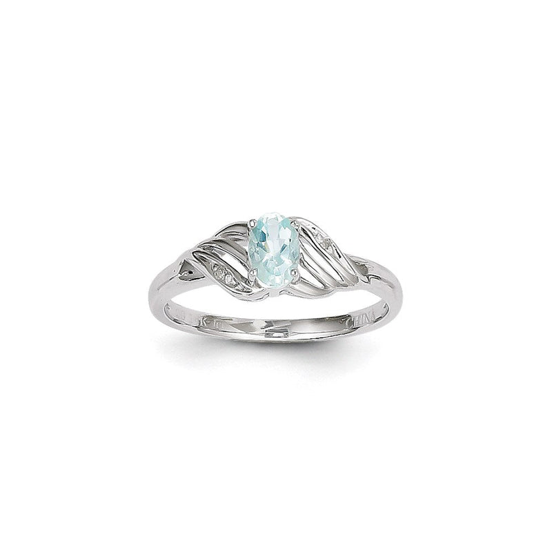 Aquamarin-Diamant-Ring aus 14K Weißgold