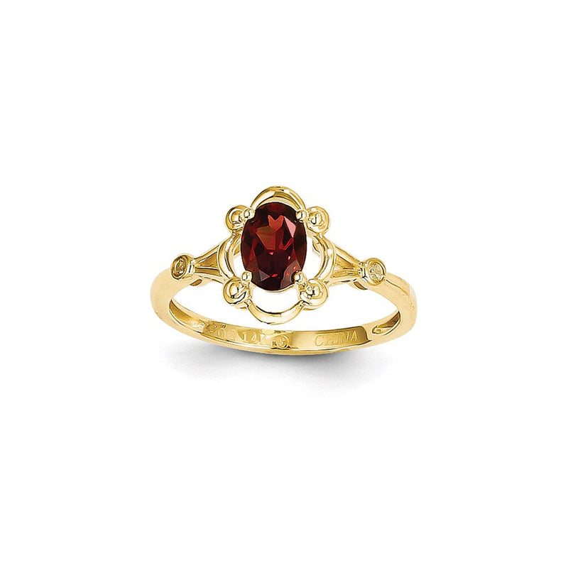 14K Gelbgold Granat-Diamant-Ring