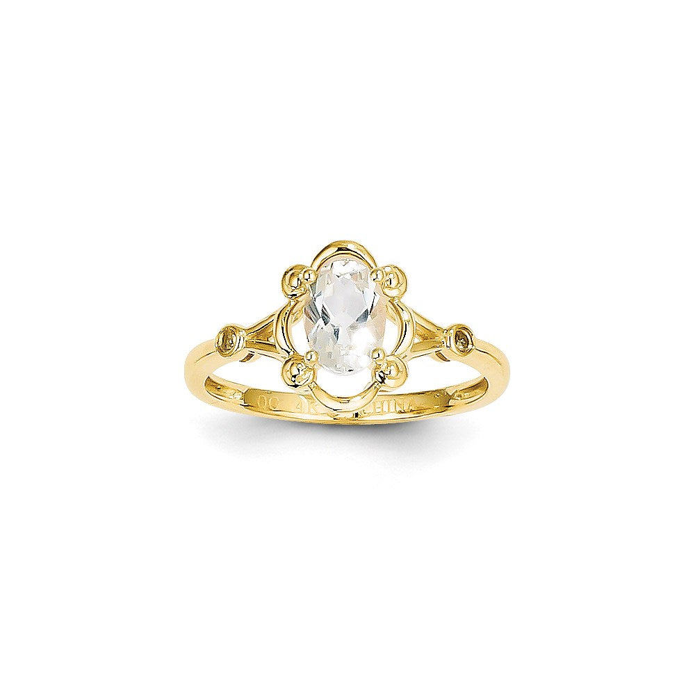 14K Gelbgold Ring mit weißem Topas und Diamant