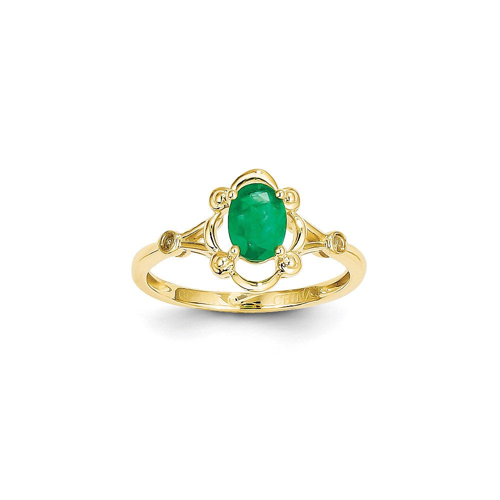 14K Gelbgold Ring mit Diamant im Smaragdschliff