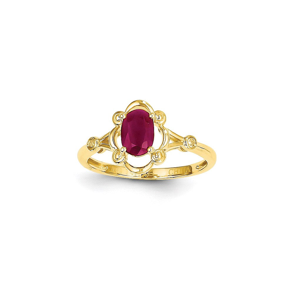 14K Gelbgold Ring mit Rubin und Diamant