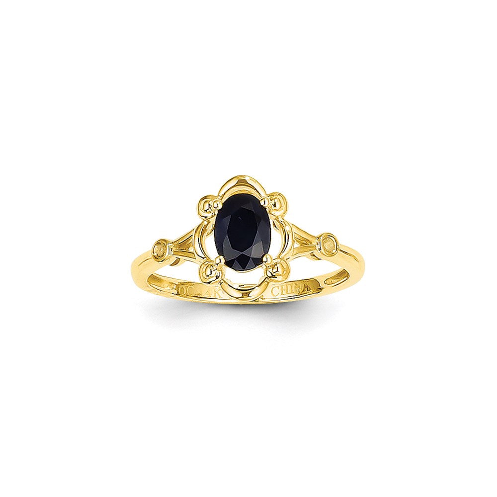 14K Gelbgold Ring mit echtem Saphir und Diamant