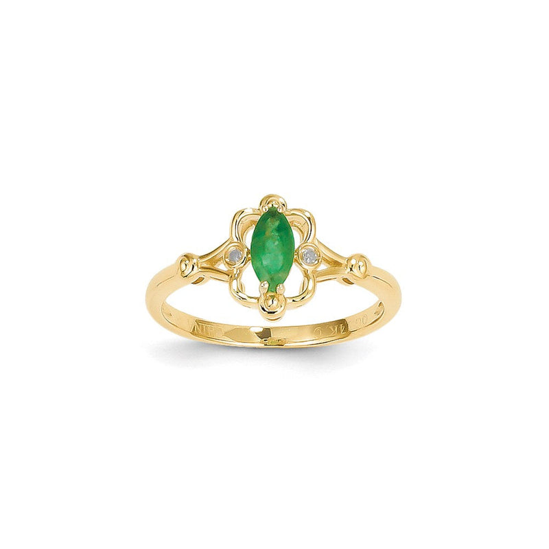 14K Gelbgold Ring mit Smaragd und Diamant