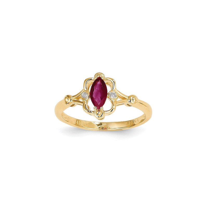 14K Gelbgold Rubin-Diamant-Ring
