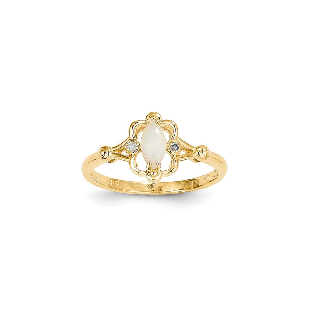 14K Gelbgold Opal-Diamant-Ring
