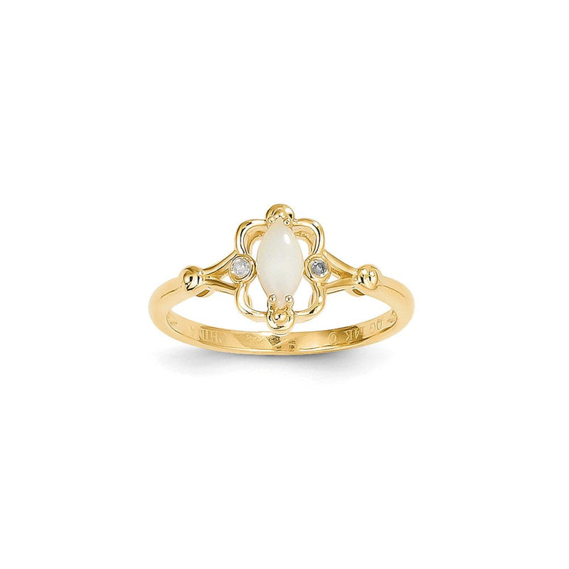 14K Gelbgold Opal-Diamant-Ring