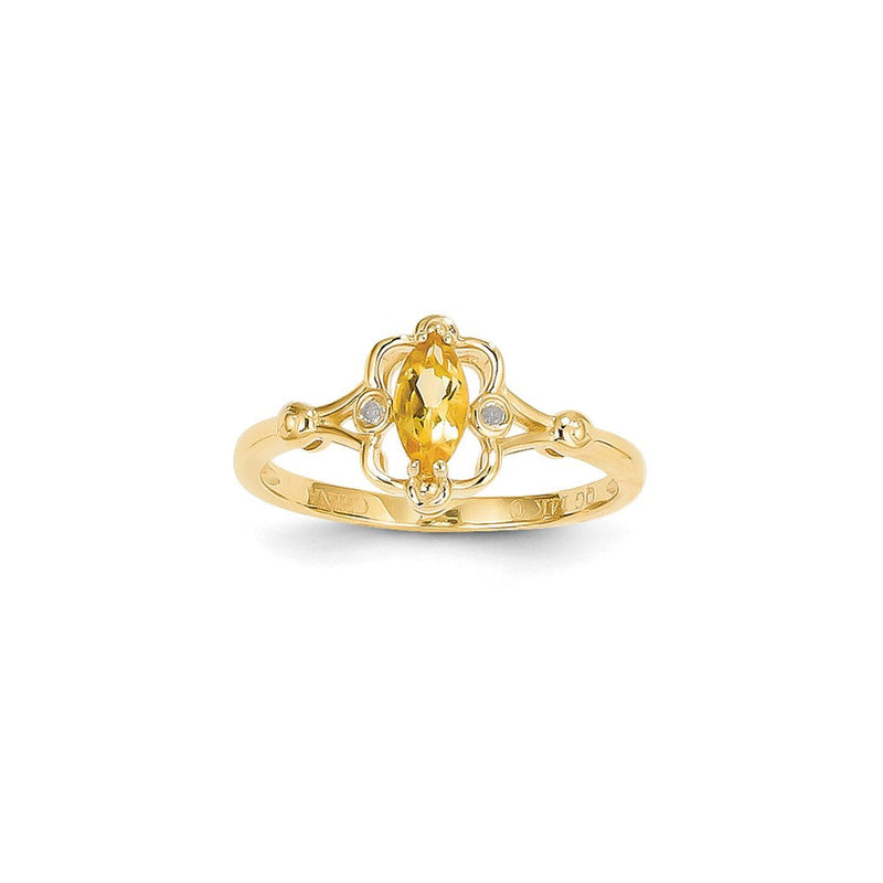 14K Gelbgold Citrin-Diamant-Ring