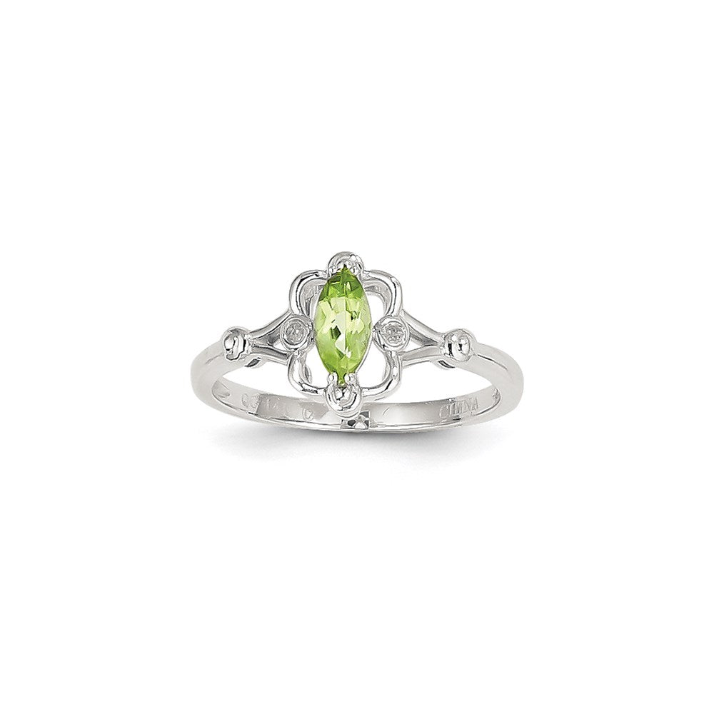 14K Weißgold Peridot-Diamant-Ring