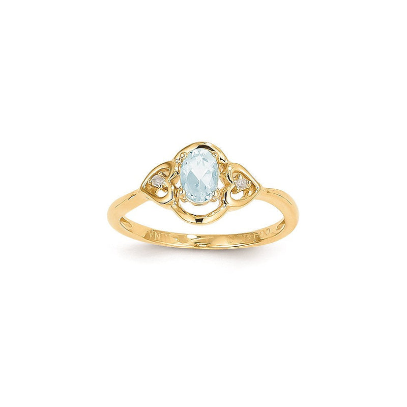 14K Gelbgold Aquamarin-Diamant-Ring