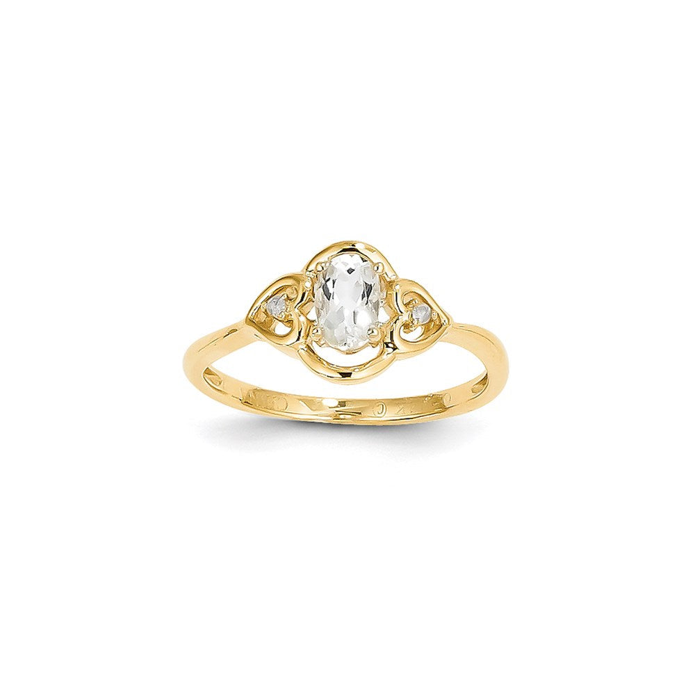 14K Gelbgold Weißtopas-Diamant-Ring