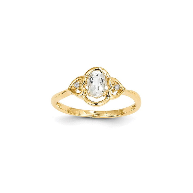 14K Gelbgold Weißtopas-Diamant-Ring