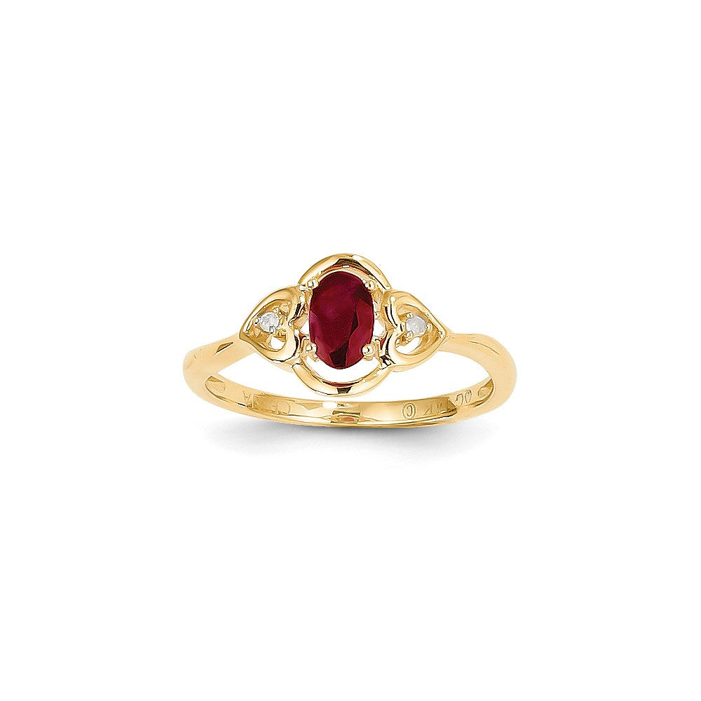 14K Gelbgold Ring mit Rubin und Diamant