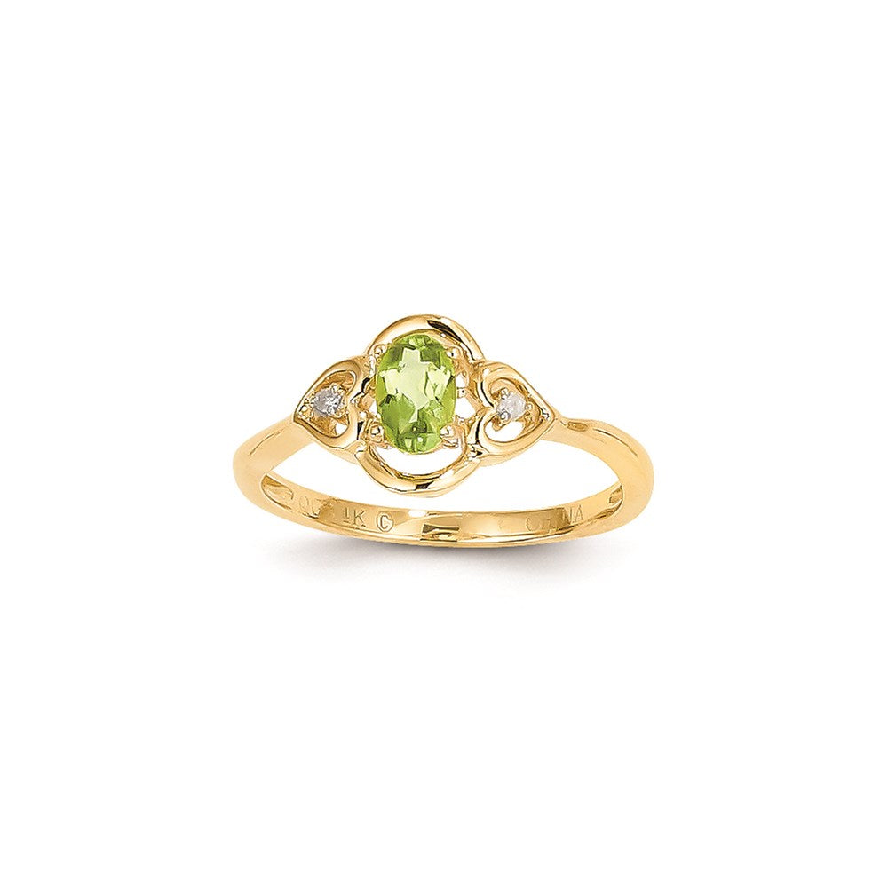 14K Gelbgold Peridot-Diamant-Ring