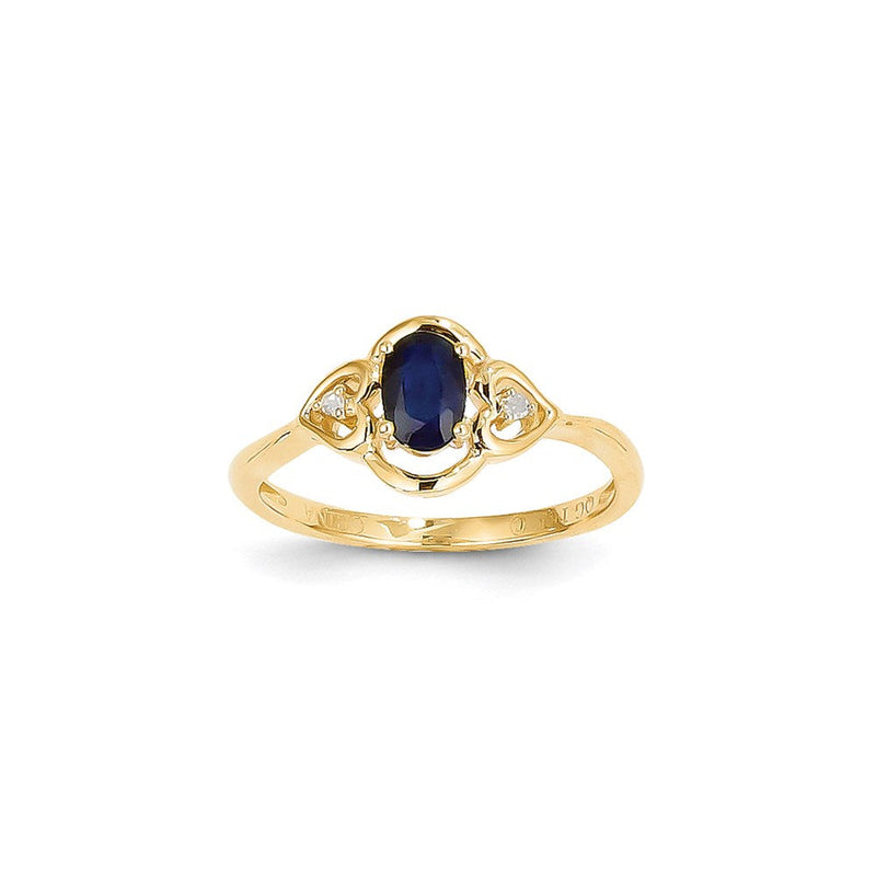 14K Gelbgold Ring mit echtem Saphir und Diamant