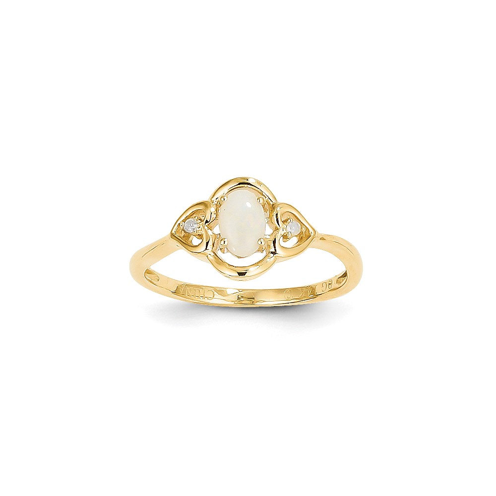 14K Gelbgold Ring mit echtem Opal und Diamant