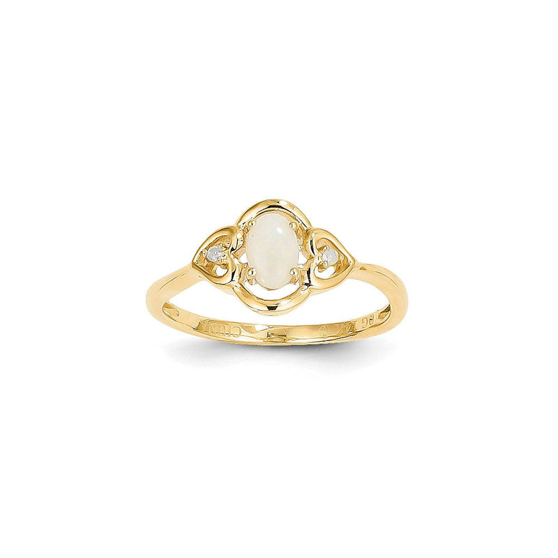 14K Gelbgold Ring mit echtem Opal und Diamant