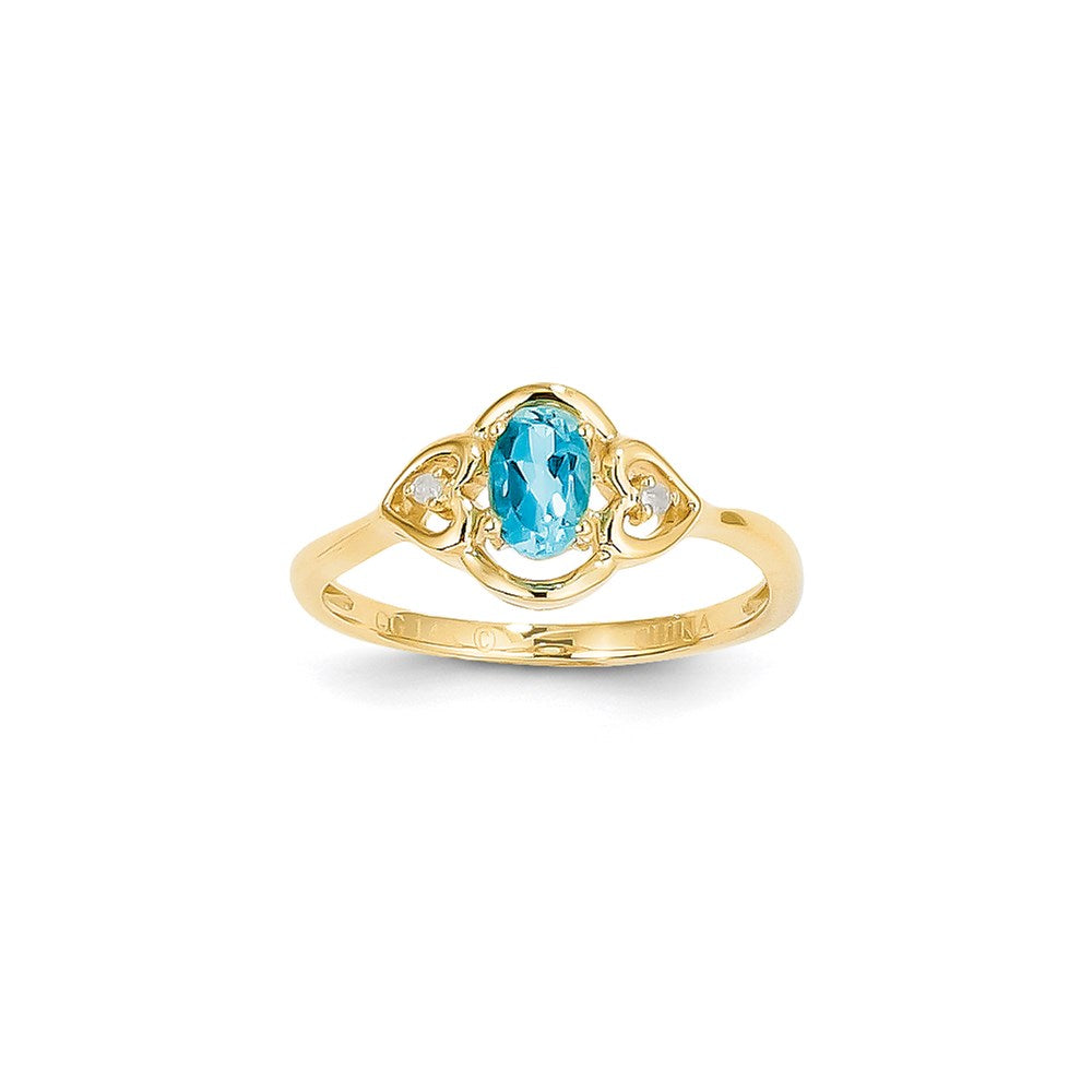 14K Gelbgold Ring mit Light Swiss Blue Topas und Diamant