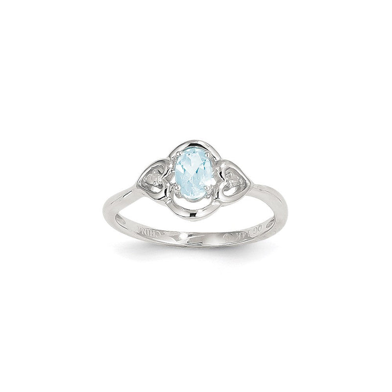 14K Weißgold Ring mit Aquamarin und Diamant